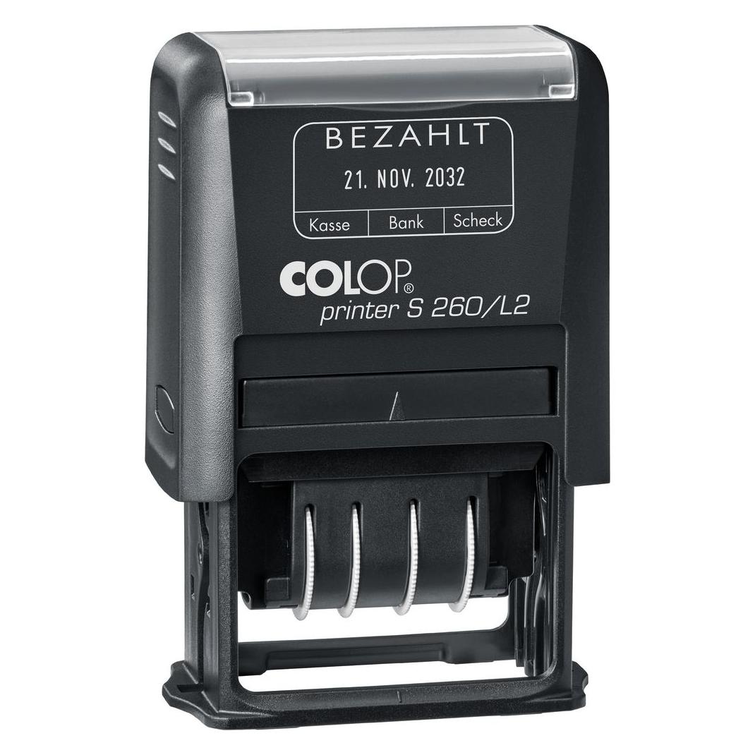 Colop Datumstempel mit Text "Bezahlt" Printer S 260/L2 N selbstfärbend blau, rot ohne Logo, 1 St. (171187)