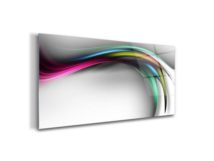 Tulup Glasbild 140x70 cm Linienkunst, Pink, Glas, 140x70 cm, Bilder & Rahmen, Bilder, Glasbilder