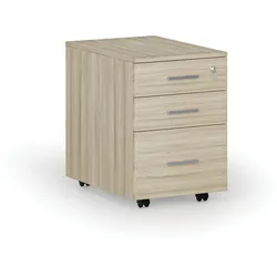 Büro-Rollcontainer für Hängeregister SEGMENT, 3 Schubladen, Eiche natur