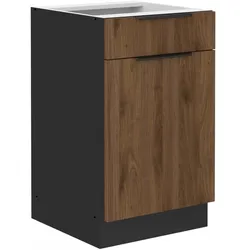 Küchen Unterschrank 50 cm Küche MONZA Okapi Nußbaum Soft-Close Küchenzeile