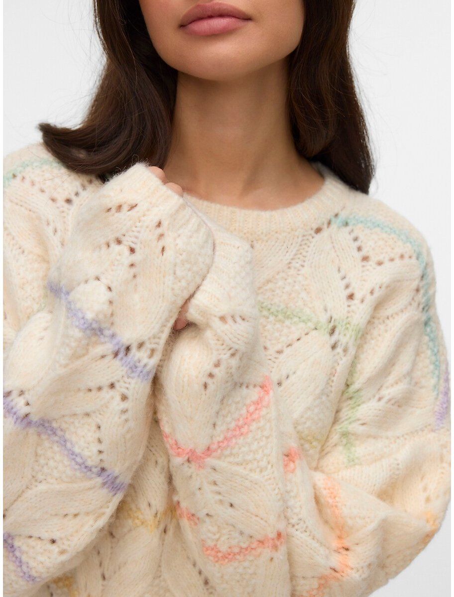 VERO MODA Pull rayé ajouré, manches longues