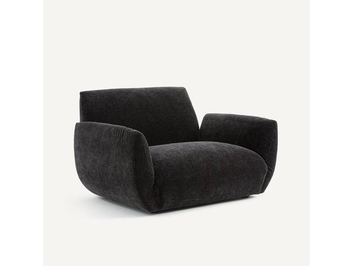 AM.PM Fauteuil velours chenille, Spogano 1 Place Noir Carbone