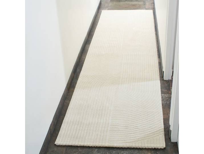 Tapis crème motif en relief - 80x300