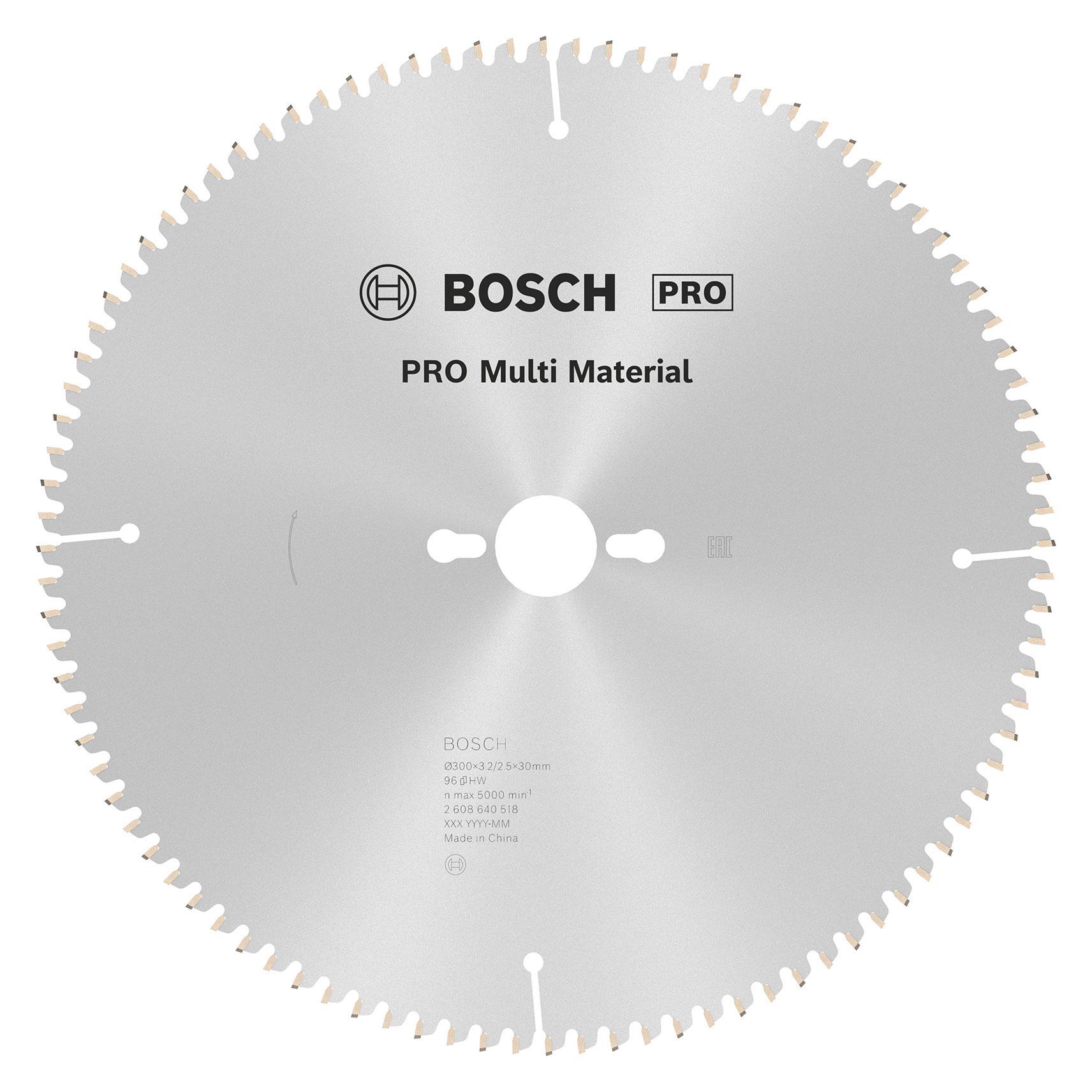 Bosch Professional Zubehör PRO Multi Material Kreissägeblatt, 300 x 3,2 x 30 mm (2608640518)