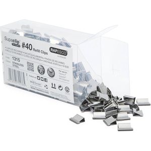 RAPESCO Foldbackklammern 1315 Supaclip 40, silber, aus Edelstahl, Nachfüllklammern, 350 Stück