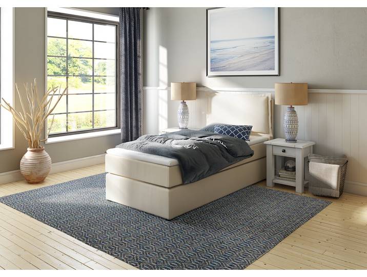 Boxspringbett HOME AFFAIRE Lysann , beige, B:107cm L:215cm, Komplettbetten, Boxspringbett, 5fach verstellbares Kopfteil, in 4 Breiten, 3 Matratzenarten