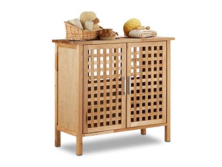Relaxdays Waschbeckenunterschrank Walnuss, HxBxT:61x66x29cm, Natur