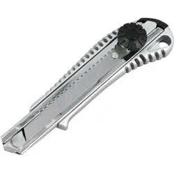 Cuttermesser aus Metall mit Feststellrad, silber