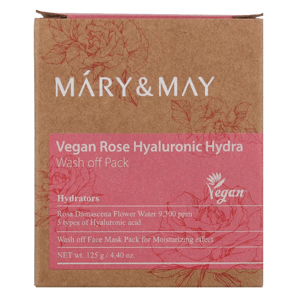 Mary&May Vegane Rose Hyaluronic Hydra Wash Off Mask 125g - Reinigt die Poren, kontrolliert den Talg und (125 ml) (1295476)