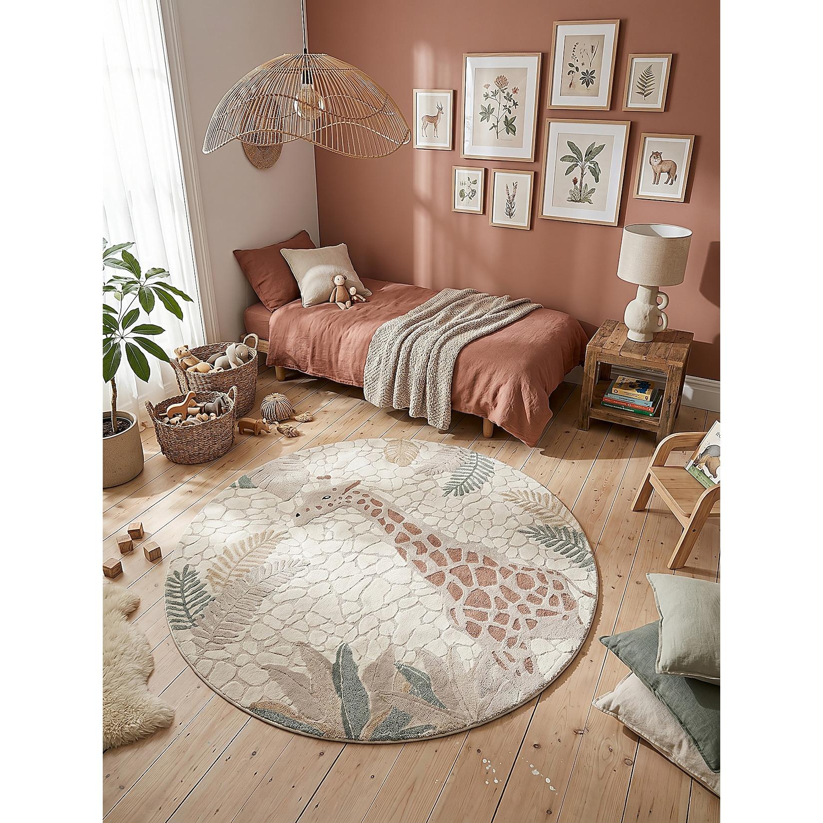 Kinderteppich Pflegeleicht Creme 120x120 cm - VELT Kadima Design
