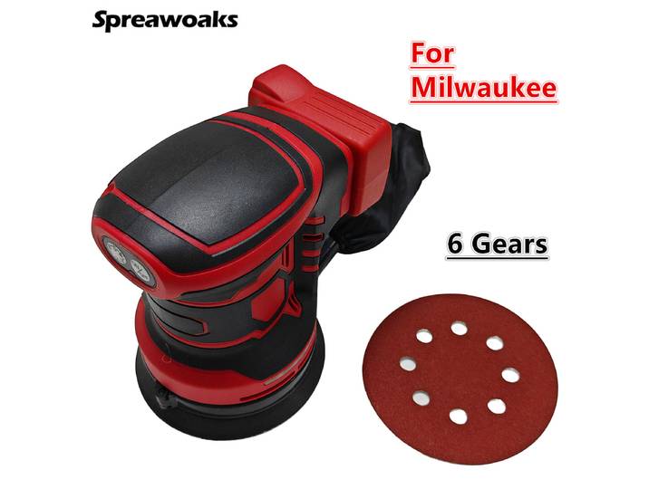 Ponceuse orbitale aléatoire électrique sans balais, polisseuse à 6 vitesses, broyeur 125MM, outils électriques pour le travail du bois, batterie Milwaukee 18V