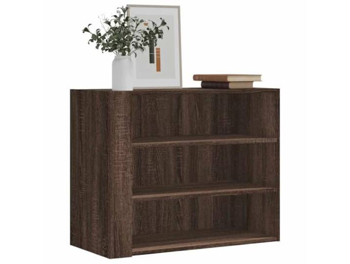 WHOPBXGAD Holzwerkstoff Wandmontage 3 Ablagen Braun 75x35x60 cm Wandregal Braun Eichen-Optik 75x35x60 cm Holzwerkstoff Schwebregal mit 3 Ablagen Wandboard Tragend fuer Wohnzimmer