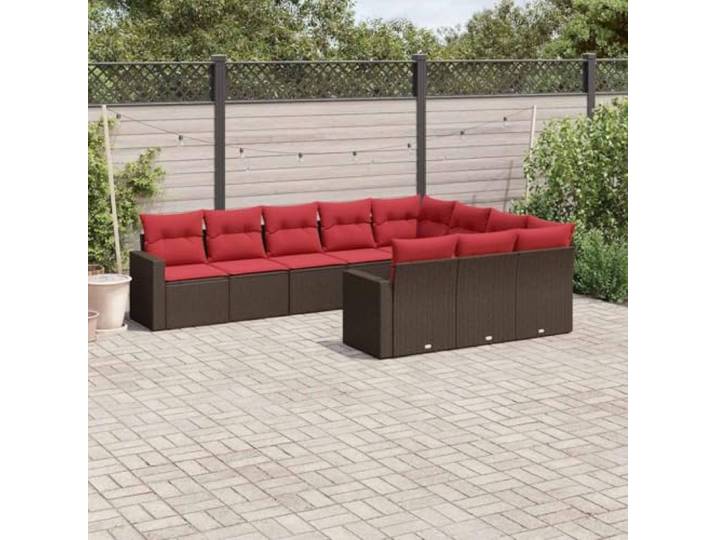 YUTAASU 10-TLG. Poly Rattan Sofagarnitur Braun mit Kissen