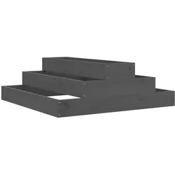 vidaXL Pflanzkübel Grau 80x80x27 cm Massivholz Kiefer
