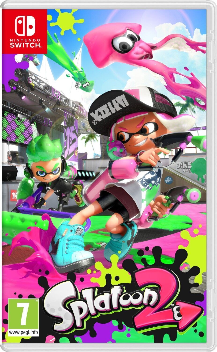 Nintendo Switch 2019   jeu inclus   Violet/Orange   2 Manettes   Splatoon 2 - Refurbished