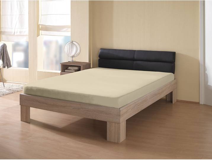 Spannbettlaken KUM Frottee-Stretch Spannbetttuch , beige (natur), L:200cm, Frottee, Obermaterial: 80% Baumwolle, 20% Polyester, Bettlaken, Spannbettlaken, bis ca. 30 cm Matratzenhöhe