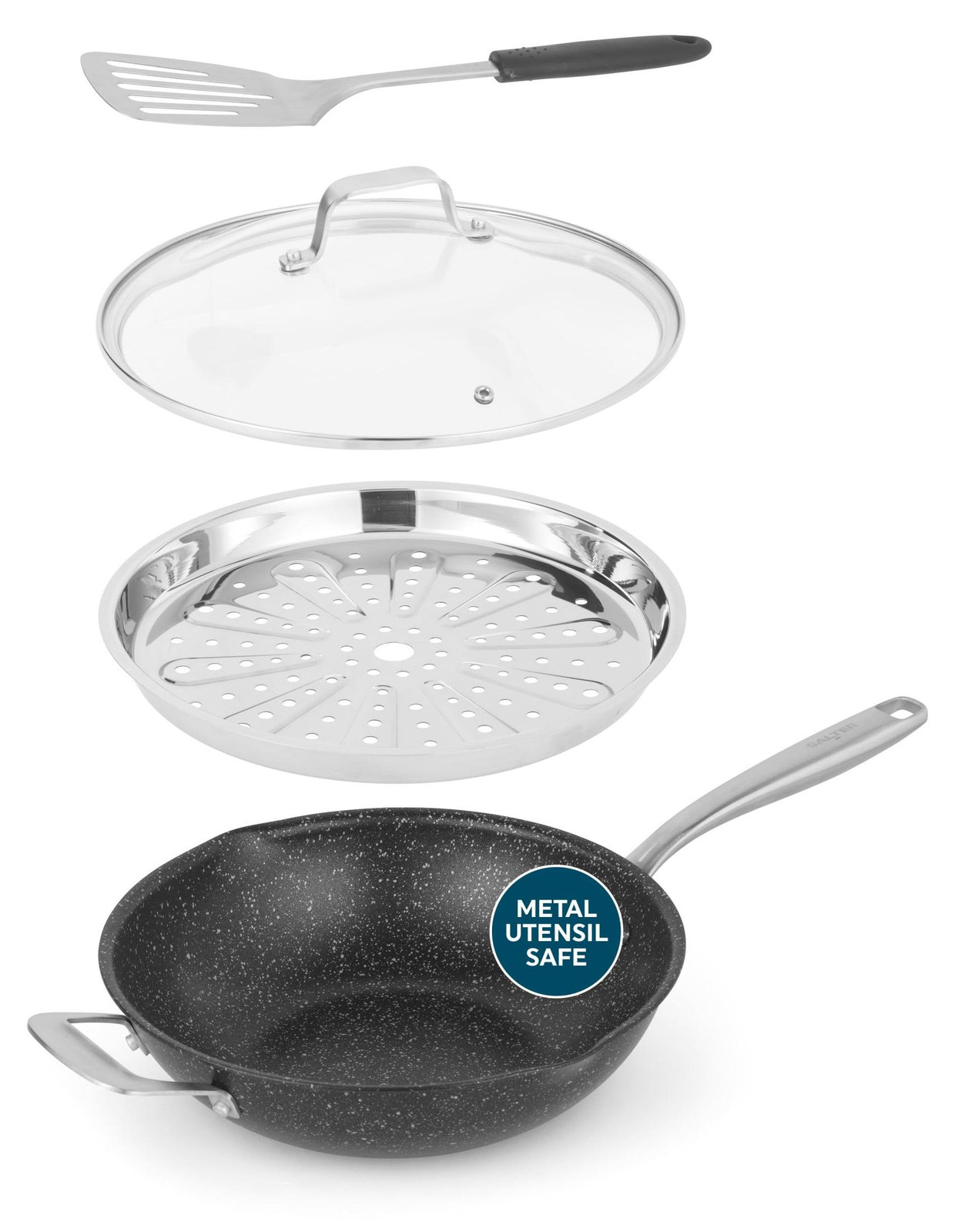 Salter Megastone multifunctionele pan, 28 cm, antiaanbaklaag, 3,65 liter