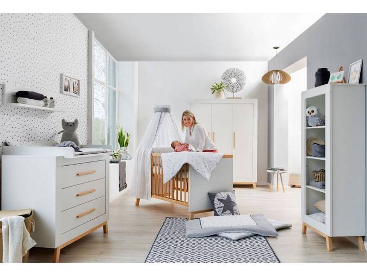 Schardt Babyzimmer-Komplettset Kinderzimmer 3-tlg Miami White mit Schrank 3 Türen