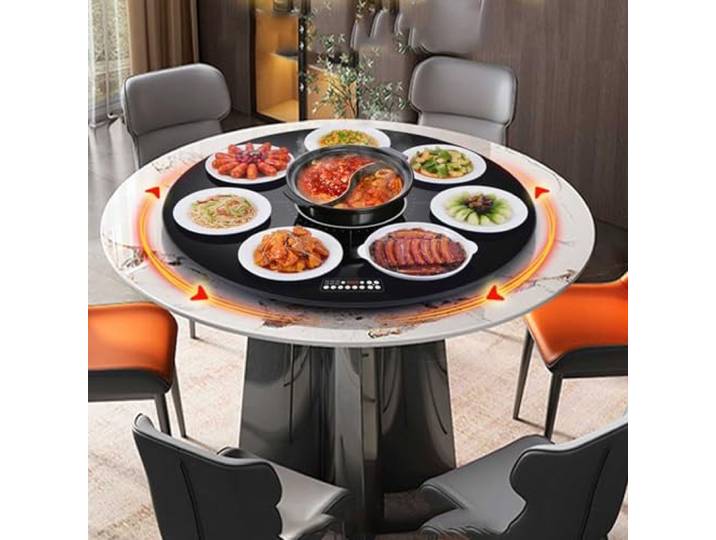 CZAOERXB Automatisch drehbar/Isolierung/Hot Pot Glas für Esstisch für Tischplatte Drehteller Tischdekoration Leise/glatt/Nicht leicht zu entleeren (Size : Ø 60cm/23in)