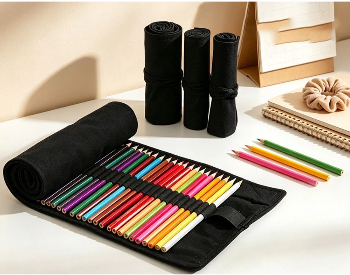 INF Rouleau à crayons en toile à 36 trous pour marqueurs, pinceaux et crayons de dessin