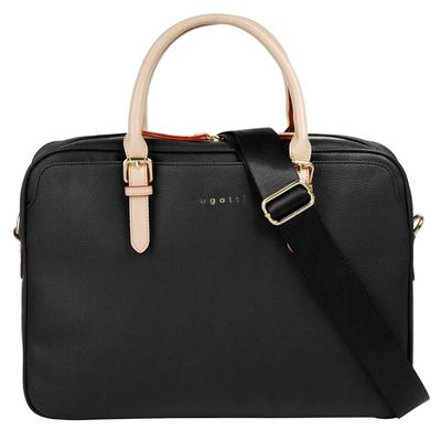 Aktentasche BUGATTI "BUGATTI Damen ELLA", Damen, Gr. B/H/T: 37cm x 27cm x 6cm onesize, schwarz, Kunstfaser, unifarben, Taschen