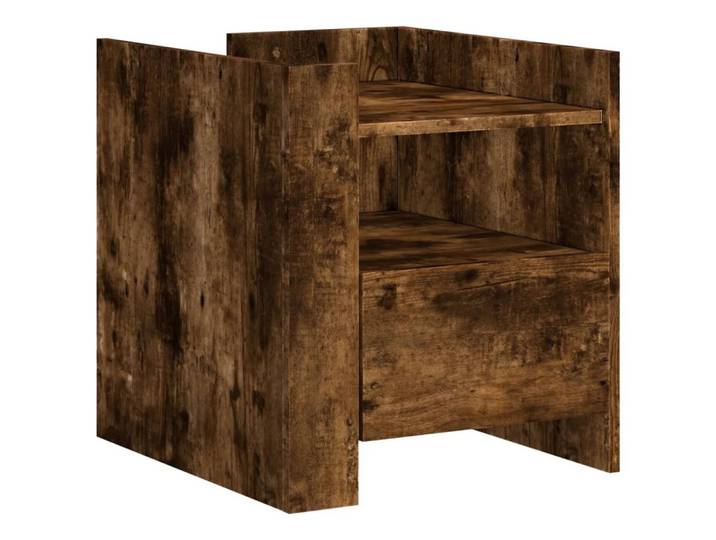 furnicato Nachttisch 45 x 50 x 50 cm Räuchereiche (1-St), Stabiler Beistelltisch mit Schublade und flexibler Montageoption