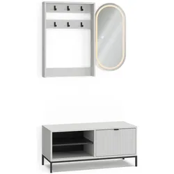 Vicco, Kleiderhaken + Wandgarderobe, Garderobe Eliza, Weiss, 100 x 45 cm Set, 3 Teile