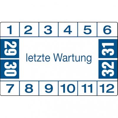 König Werbeanlagen Dreifke® Etikett letzte Wartung ab 29 weiß/blau - 40x25 mm Folie selbstklebend
