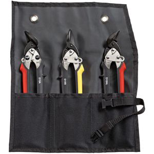 Bessey Blechschere Erdi Set, DSET15, gerade, rechts & links, 3 Idealscheren in Rolltasche, bis 1,0 mm, Länge 180 mm