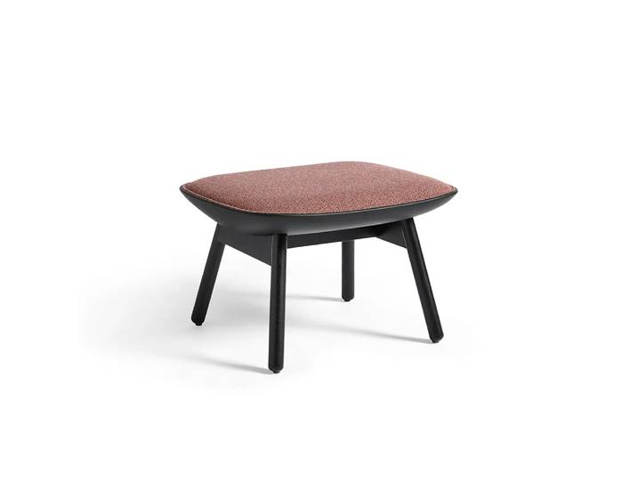 HAY Uchiwa Fußhocker 12 clementine-schwarz Eiche-schwarz Leder