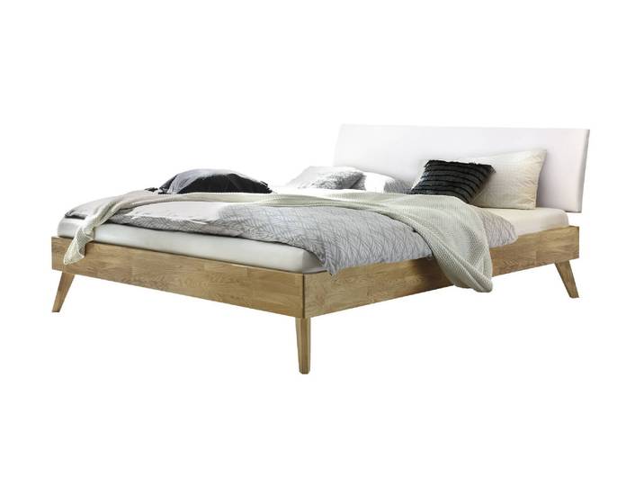 Massivholzbett, Eiche, Braun, 206×216 cm, Mit Kopfteil, Modern, Hasena