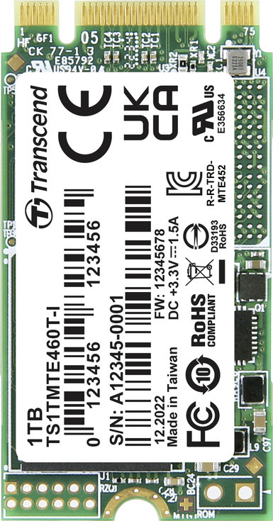 Transcend MTE460T-I M.2 NVMe SSD 1 TB PCI Express 3.1 3D NAND
