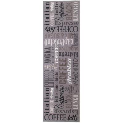 Küchenläufer "COFFEE, Made in Belgium", grau, B:50cm H:6,5mm L:150cm, Polyamid, PRIMAFLOR-IDEEN IN TEXTIL, Teppiche, mit Schriftzug, Größe 50x150 cm, rutschhemmend, waschbar, Küche