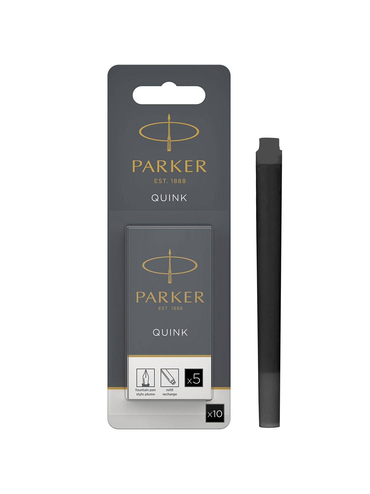 Parker Tintenpatronen für Füller | lange Patronen | schwarze QUINK Tinte | 10 Stück (Blister-Packung)
