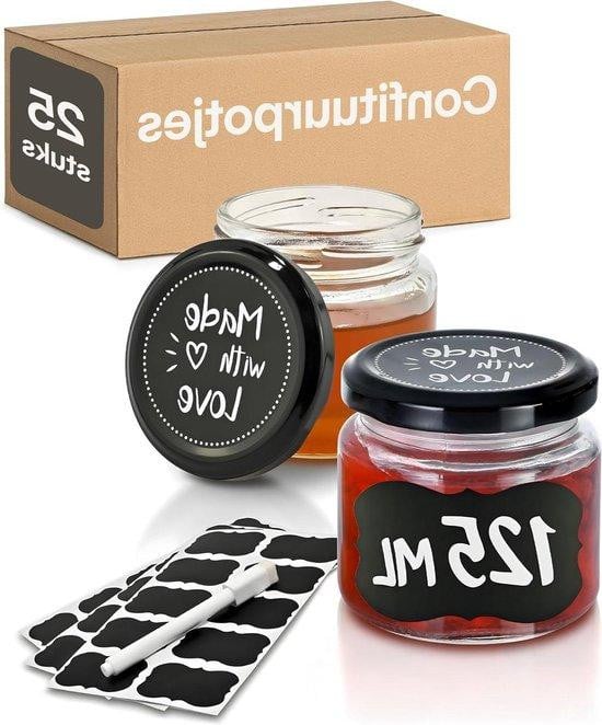 Luchtdichte glazen potjes voor jam, 125 ml, transparant en vaatwasserbestendig