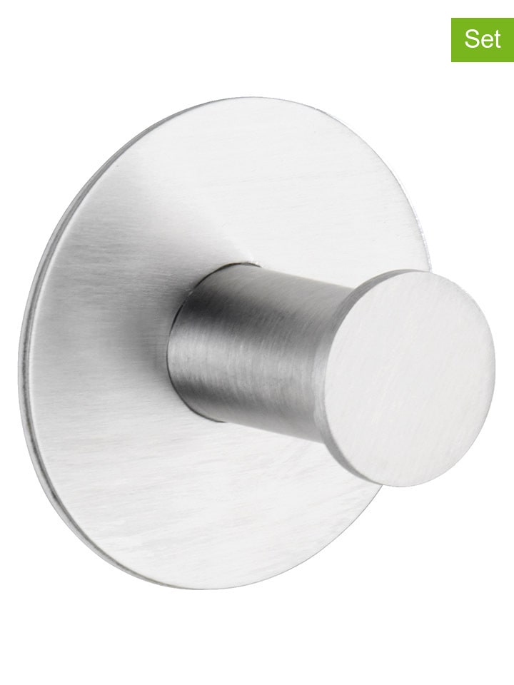 Wenko 2er-Set: Wandhaken ''Celano'' in Silber - Ø5 cm - onesize