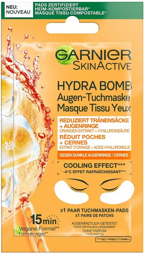 Garnier - Hydra Bomb Augen-Tuchmaske Orangenextrakt + Hyaluronsäure, One Size