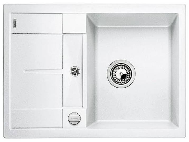 BLANCO METRA 45 S Compact Granitspüle aus SILGRANIT weiß [68x50x20 cm] für 45 cm breite Unterschränke Reinigungsfreundlich Großes Becken reversibel