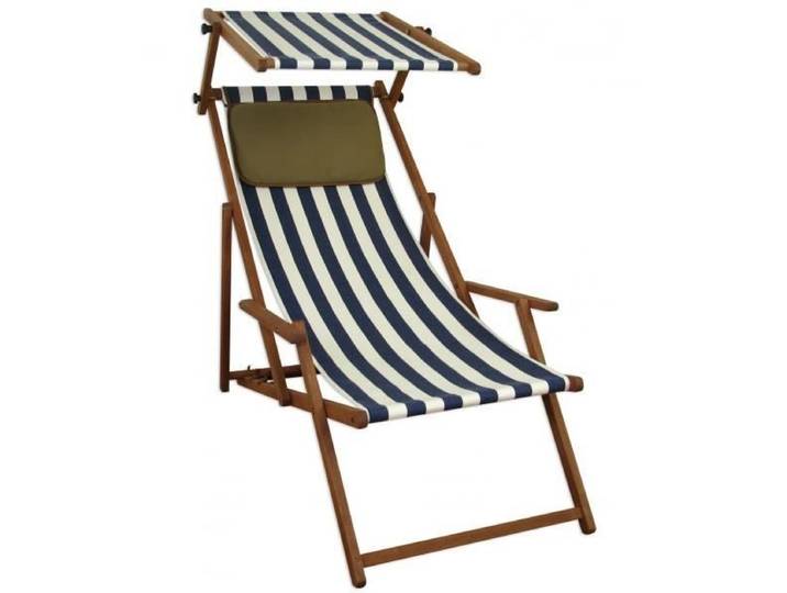 Chaise longue rayé bleu et blanc chilienne bain de soleil pliant pare-soleil oreiller 10-317SKD