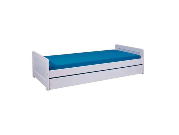 SALLY - Lit Gigogne 90x200 en Bois Massif Vernis Blanc