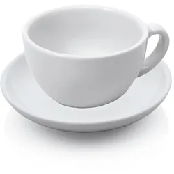 18x Cappuccino Tasse Obertasse + Untertasse Italia 200 ml weiß, Porzellan