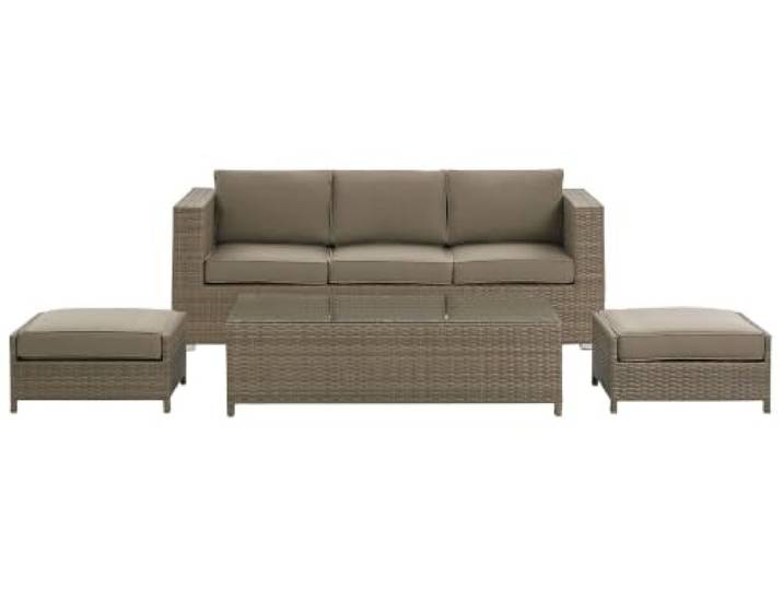 Outdoor Sofa Set in Braun Kaffeetisch 2 Ottomane Belluno