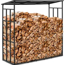 Hillvert, Zubehör Kerzen + Kamin, Kaminholzregal Brennholzregal Feuerholz-Unterstand mit Dach 400 kg Stahl schwarz