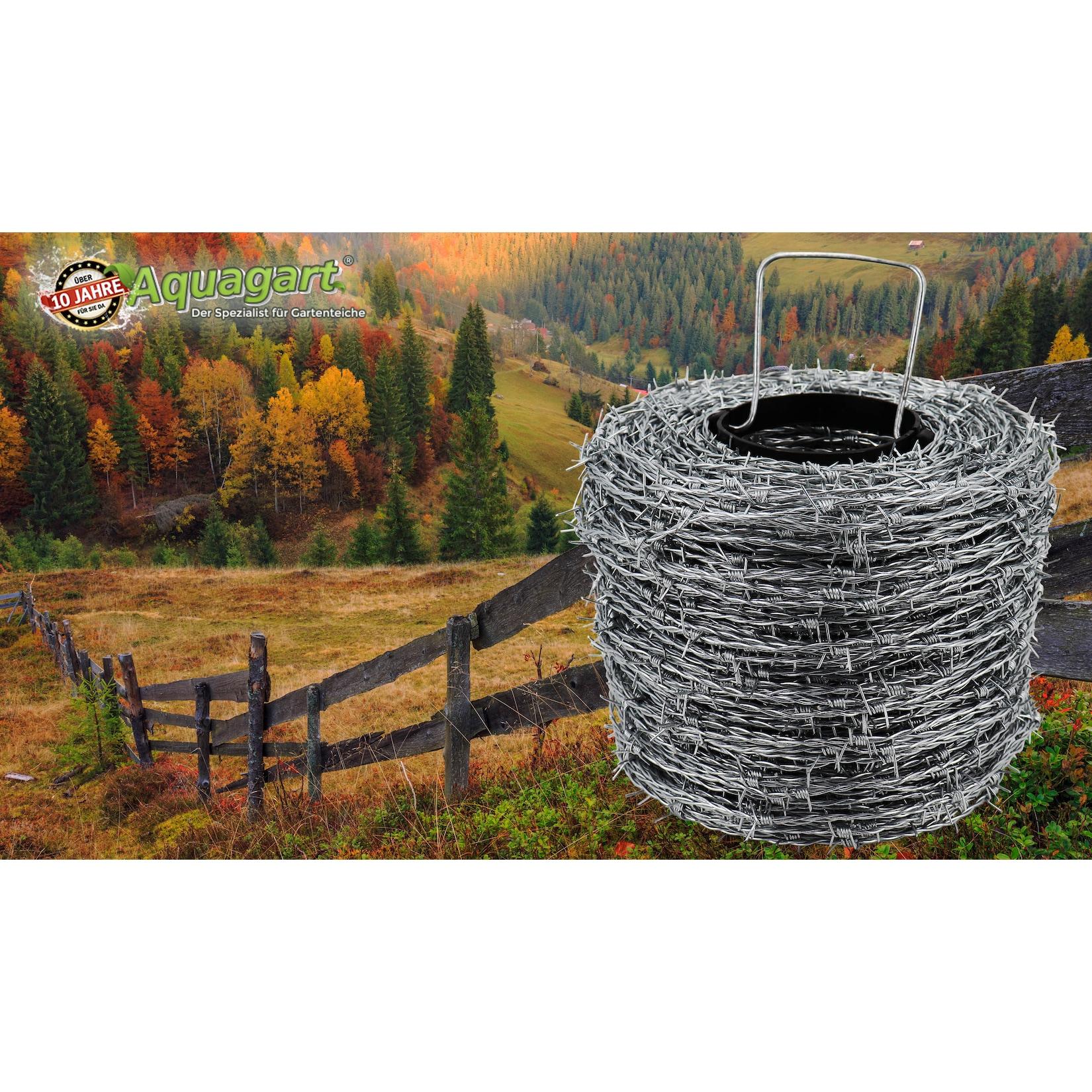 Aquagart 200m Stacheldraht verzinkt 1,6/1,7mm für Wildzaun Forstzaun Knotengeflecht
