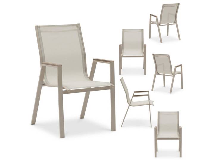 Idimex Gartenstühle Mondello 6er-Set hellgrau, Hellgrau, Mode, Rechteckig,rechteckig, 47x90x42 cm, Gartenmöbel, Gartensessel, Gartenstühle