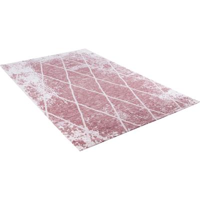 Teppich TOM TAILOR HOME "Fine Lines" Gr. 6, rosa (hellrosa), B:190cm H:5mm L:290cm, Wolle, Teppiche, Teppich, Flachgewebe, Rauten Design, ideal im Wohnzimmer & Schlafzimmer