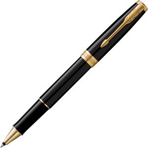 Parker Tintenroller Sonnet Black Lacquer G.C., Gehäuse schwarz, 0,5mm, Schreibfarbe schwarz