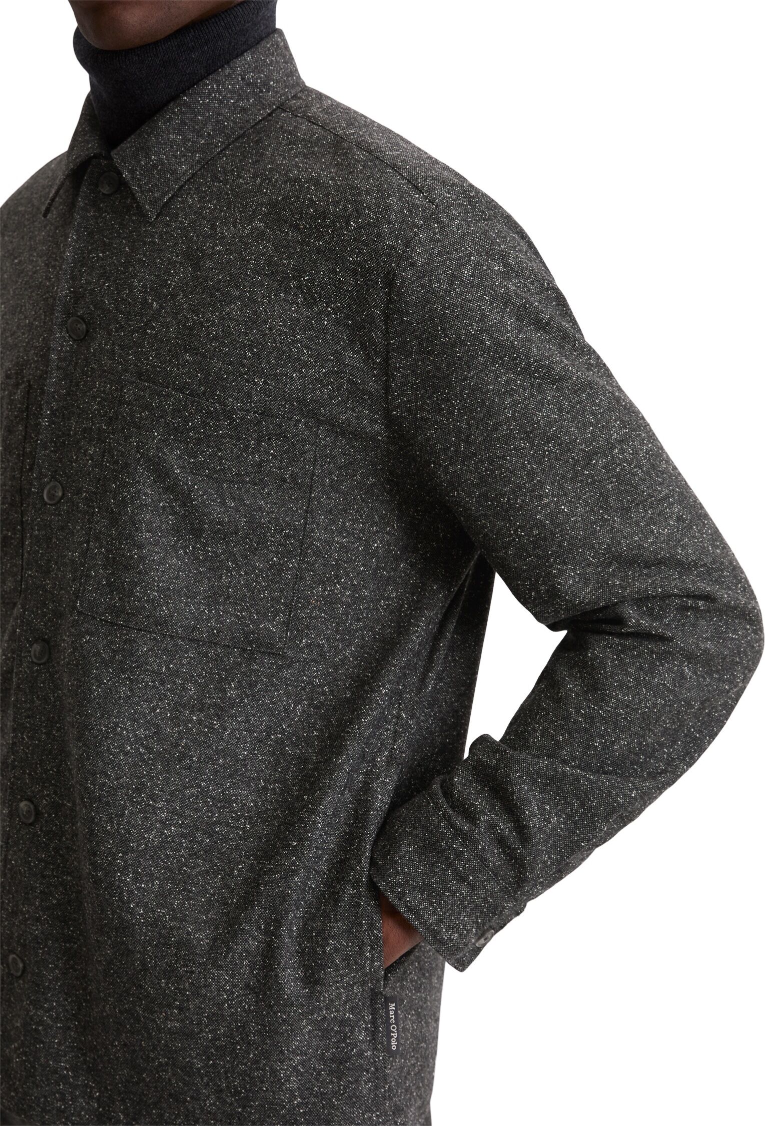 Marc O' Polo Hemdjacke MARC O'POLO, Herren, Gr. XL, grau (multi, broken graphite), Obermaterial: 50% Schurwolle, 30% Polyester, 20% Baumwolle, loose fit, 1-Knopf-Manschette, Jacken Hemdjacke, Overshirt aus Woll-Mix, lockere Form, melierte Struktur multi, 
