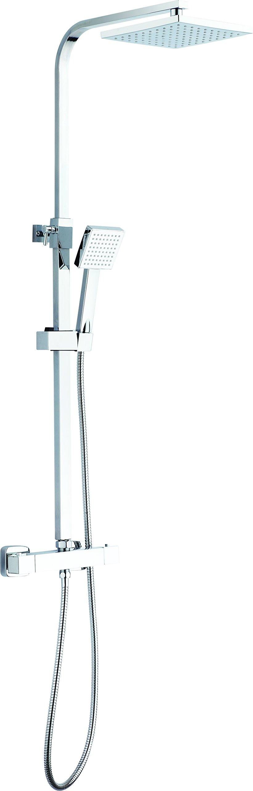 Duschsystem mit Thermostat, ausziehbar, Edelstahl, silber