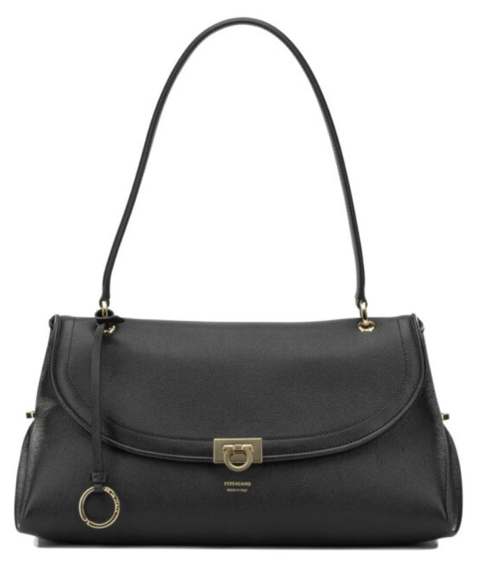 FERRAGAMO Schultertasche aus Leder, Damenmodell, schwarz - EINFACHE AUSFÜHRUNG